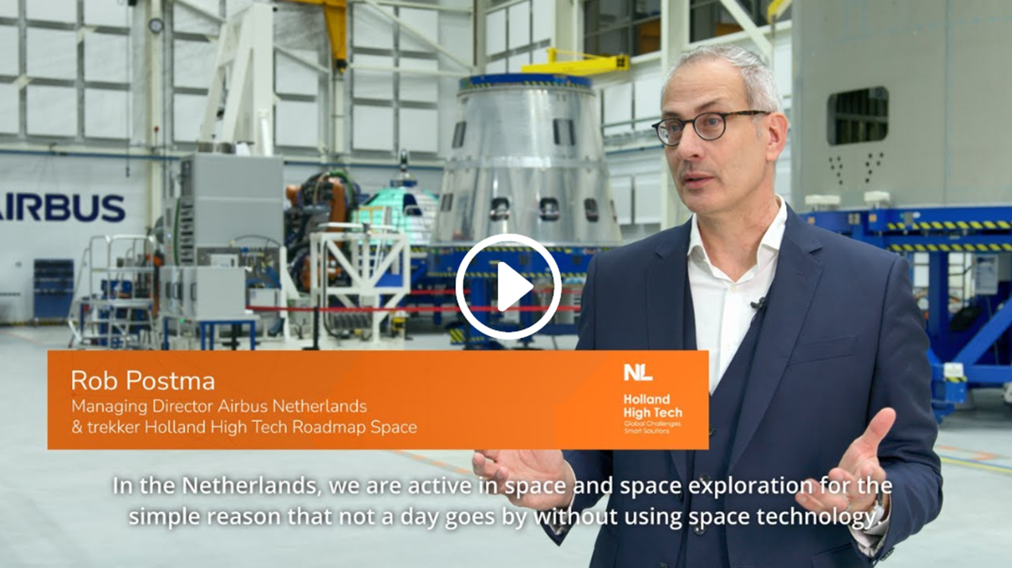 space business professional in Airbus research hangar